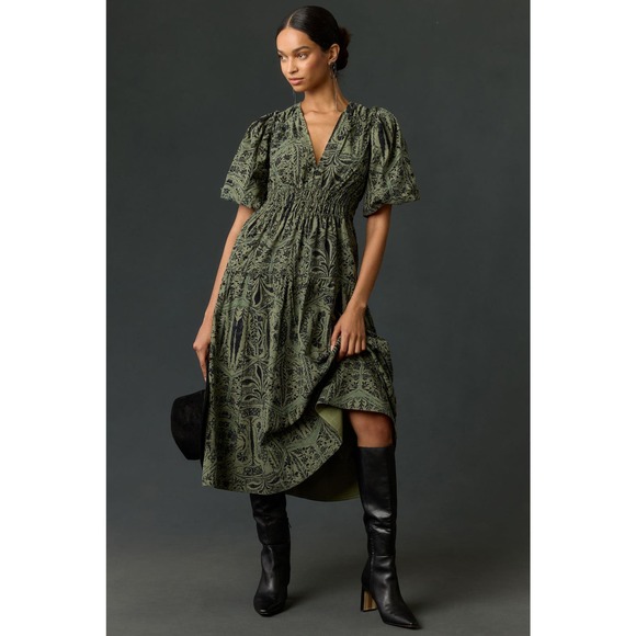 Anthropologie Dresses & Skirts - Anthropologie X Pilcro Corduroy Ruched Printed Midi Dress Size M NWT